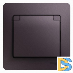 Розетка 1-ая электрическая, с заземлением и крышкой, защитными шторками, Сиреневый туман, серия Glossa, Schneider Electric