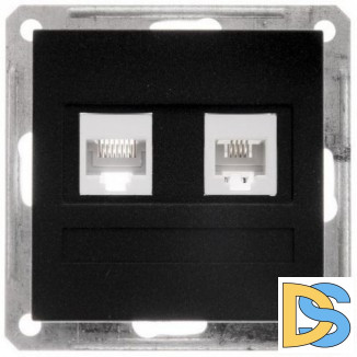 Розетка телефонная 2-ая 4 контакта, RJ-11, Черный бархат, серия Wessen 59, Schneider Electric