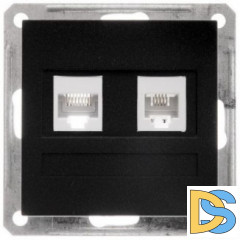 Розетка телефонная 2-ая 4 контакта, RJ-11, Черный бархат, серия Wessen 59, Schneider Electric