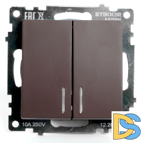 Выключатель 2-клавишный Stekker Катрин GLS10-7102-04 49021
