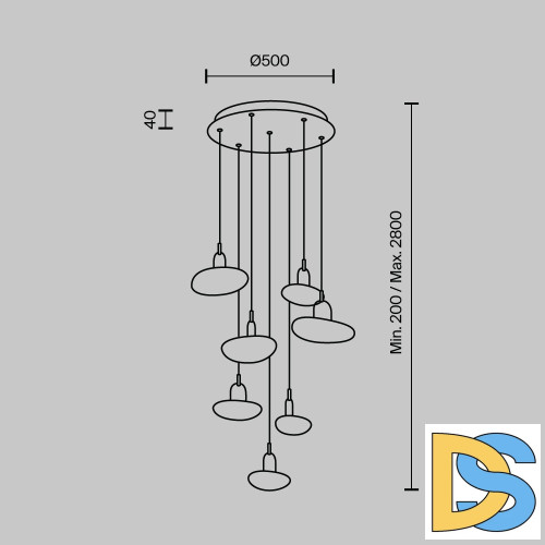 Каскадная люстра Modestyle MS.2326.7 BK