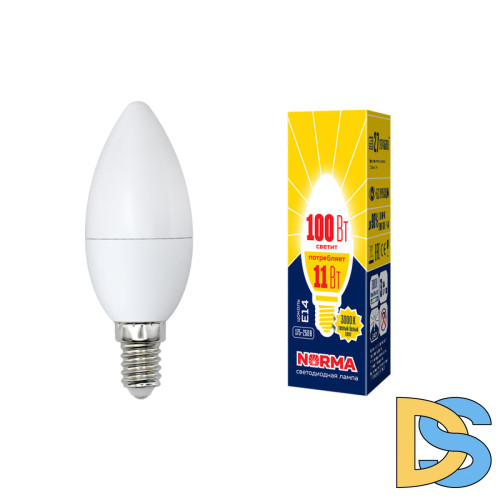 Лампа светодиодная (UL-00003812) Volpe E14 11W 3000K матовая LED-C37-11W/WW/E14/FR/NR
