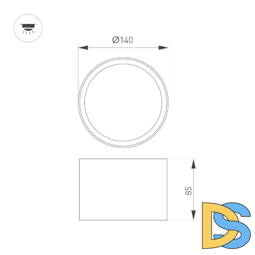 Накладной светильник Arlight SP-BISCOTTO-R140-15W Warm3300-MIX (BK-GD, 80 deg, 230V) 055027