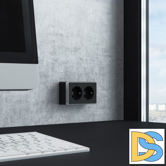 Розетка двойная с заземлением Gallant (черный/хром) W5072135