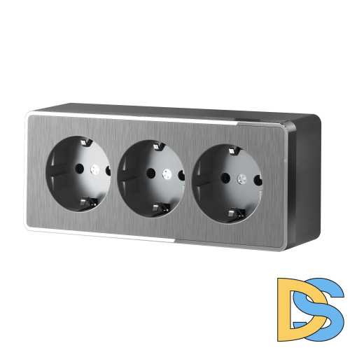 Розетка тройная с заземлением и шторками Werkel Gallant (графит рифленый) W5073104