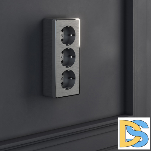 Розетка тройная с заземлением и шторками Werkel Gallant (графит рифленый) W5073104