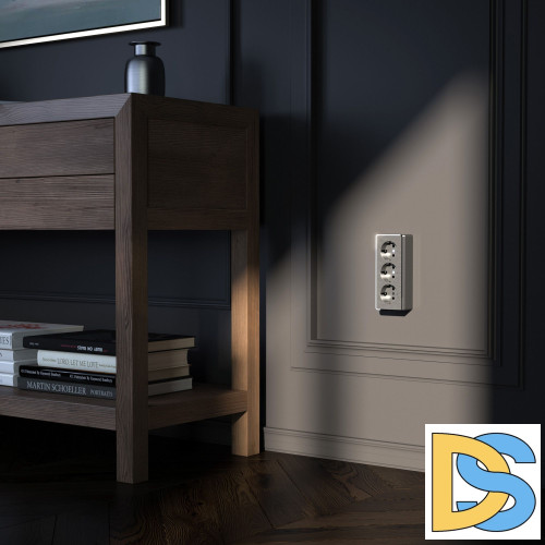 Розетка тройная с заземлением и шторками Werkel Gallant (графит рифленый) W5073104