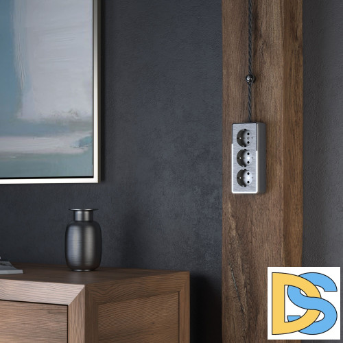 Розетка тройная с заземлением и шторками Werkel Gallant (графит рифленый) W5073104