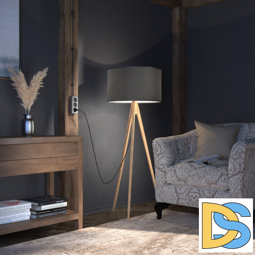 Розетка тройная с заземлением и шторками Werkel Gallant (графит рифленый) W5073104