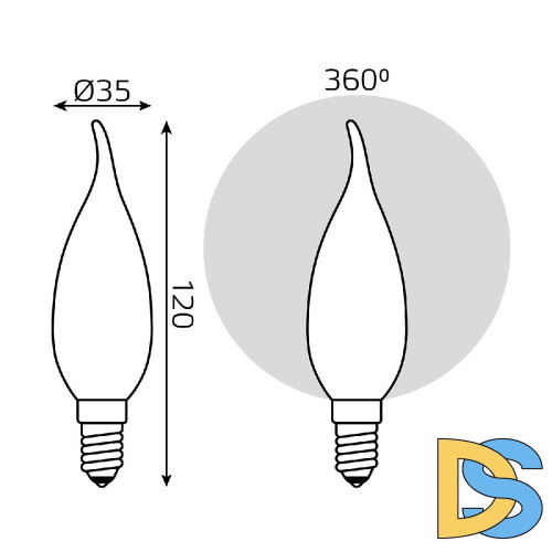 Лампа светодиодная филаментная диммируемая Gauss E14 9W 3000К матовая 104201109-D