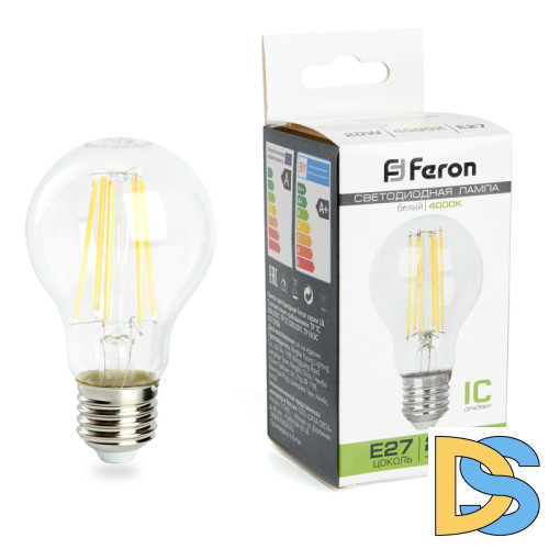 Лампа светодиодная филаментная Feron E27 20W 4000K прозрачная LB-620 38246