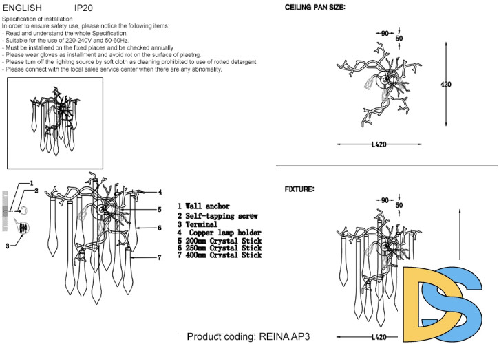Настенный светильник Crystal Lux REINA AP3 SILVER PATINA