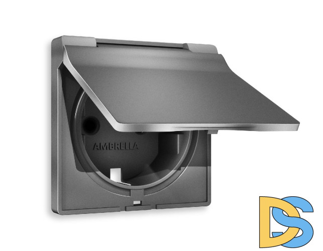 Лицевая панель для розетки с/з со шторками и крышкой Ambrella Volt Alfa AP6580