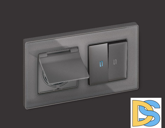 Лицевая панель для розетки с/з со шторками и крышкой Ambrella Volt Alfa AP6580