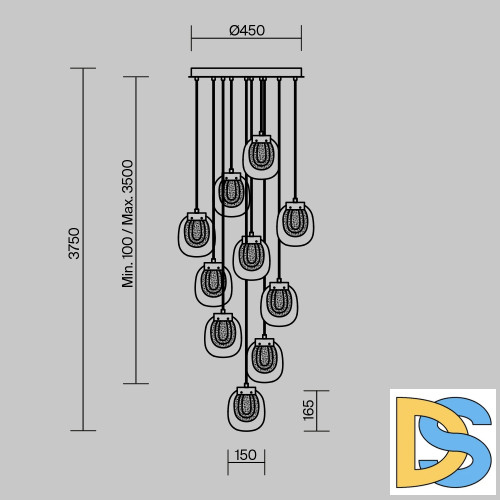 Каскадная люстра Maytoni Biology MOD367PL-L30BBSK