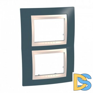 Рамка 2-ая (двойная) вертикальная, Серо-зеленый/Бежевый, серия Unica, Schneider Electric
