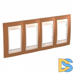 Рамка 4-ая (четверная), Оранжевый/Бежевый, серия Unica, Schneider Electric