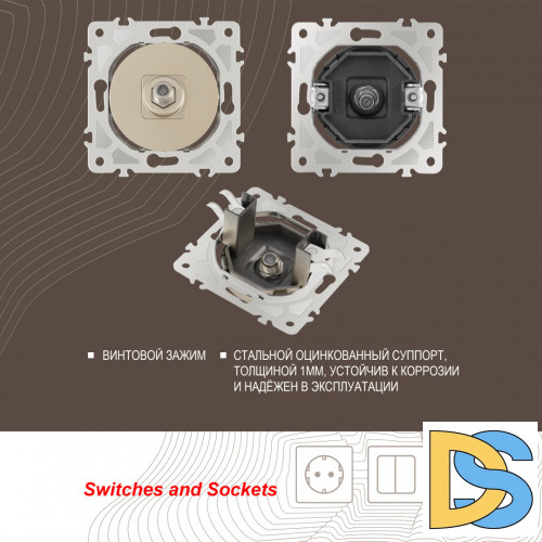 Розетка спутниковая SAT TV Arte Milano 202.42-1.shampan