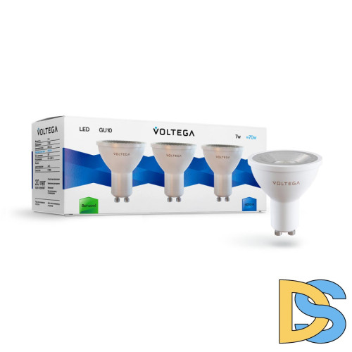 Лампа светодиодная Voltega GU10 7W 4000К прозрачная 7177
