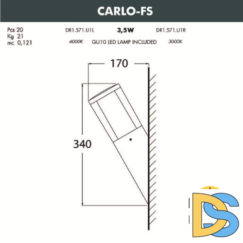 Уличный настенный светильник Fumagalli DR1.571.000.LXU1L