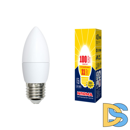 Лампа светодиодная (UL-00003815) Volpe E27 11W 3000K матовая LED-C37-11W/WW/E27/FR/NR