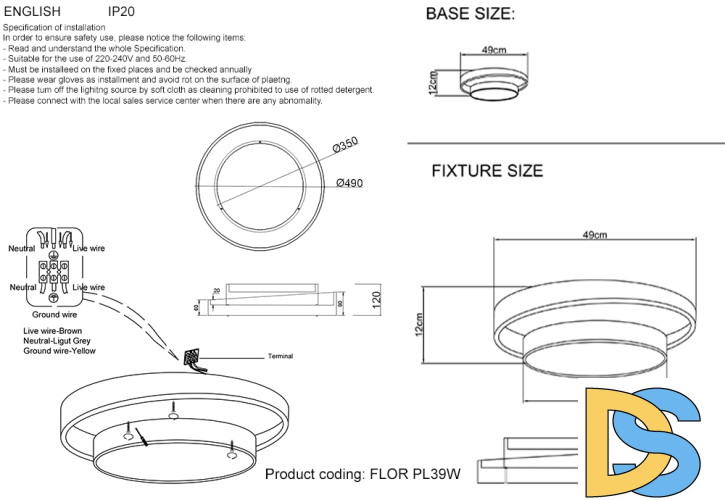 Потолочный светильник Crystal Lux FLOR PL39W LED 4000K GR