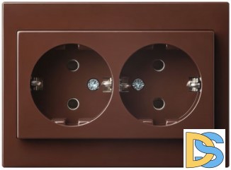 Розетка с заземлением,2-ая Epsilon коричневый