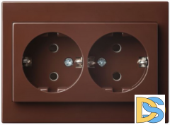 Розетка с заземлением,2-ая Epsilon коричневый
