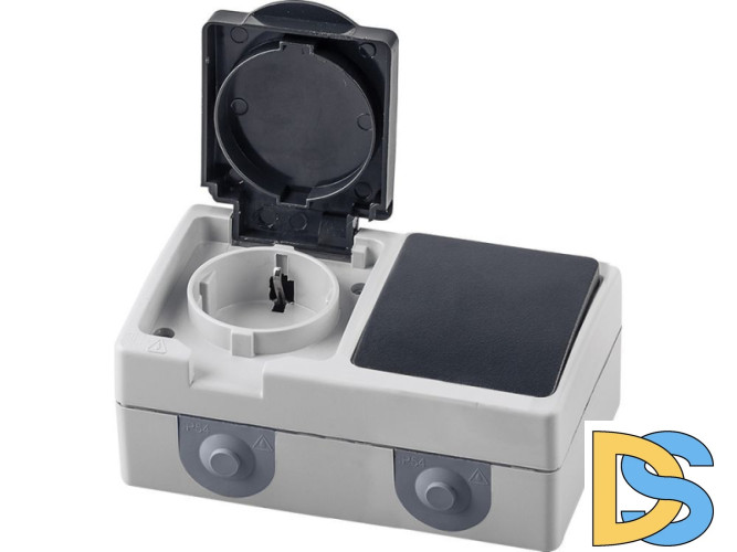 Блок розетка 1-местная выключатель 1-клавишный Stekker 32759