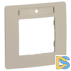 Рамка 1-постовая Legrand Etika с держателем для маркировки слоновая кость 672516