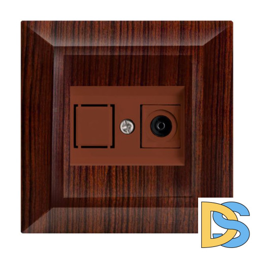Розетка телевизионная коричневая Vesta-Electric Roma WOOD