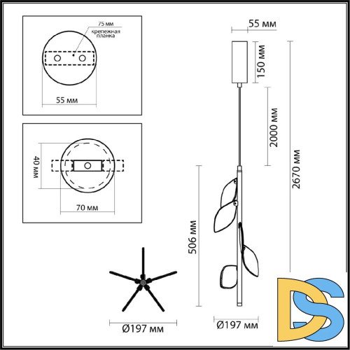 Подвесной светильник Odeon Light L-vision Listva 5445/1