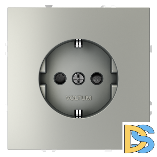 Розетка встраиваемая VOLTUM S70 с заземлением и защитными шторками, 16А, (сталь)