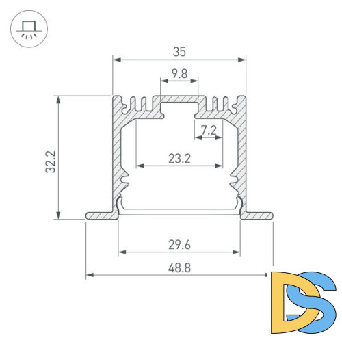 Алюминиевый профиль Arlight ARH-Power-W35-3000 Anod 036136