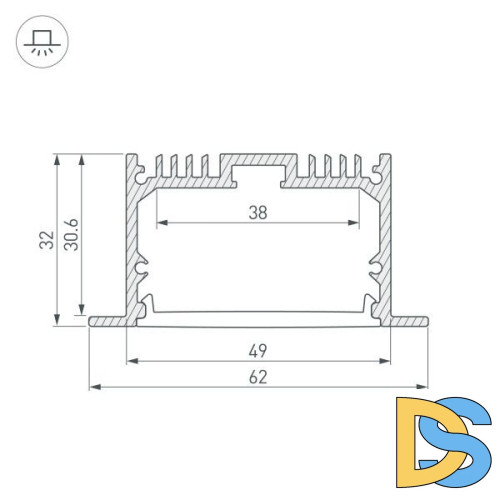 Алюминиевый профиль Arlight ARH-Power-W35-3000 Anod 036136