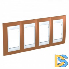 Рамка 4-ая (четверная), Оранжевый/Белый, серия Unica, Schneider Electric