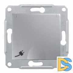 Розетка 1-ая электрическая, с заземлением, крышкой IР44, влагозащищенная, Алюминий, серия Sedna, Schneider Electric