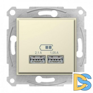 Розетка USB 2-ая (для подзарядки), Бежевый, серия Sedna, Schneider Electric