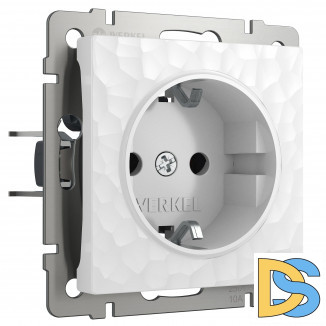 Розетка с заземлением и шторками (белый) W1271101