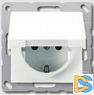 Розетка электрическая с заземлением, с крышкой Jung ECO Profi 16А Белый