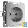 Розетка с заземлением и шторками Werkel (cеребряный рифленый) W1171109