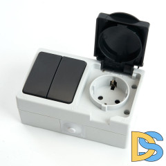 Блок розетка 1-местная выключатель 2-клавишный Stekker 32761