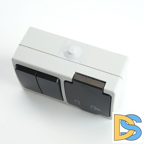 Блок розетка 1-местная выключатель 2-клавишный Stekker 32761