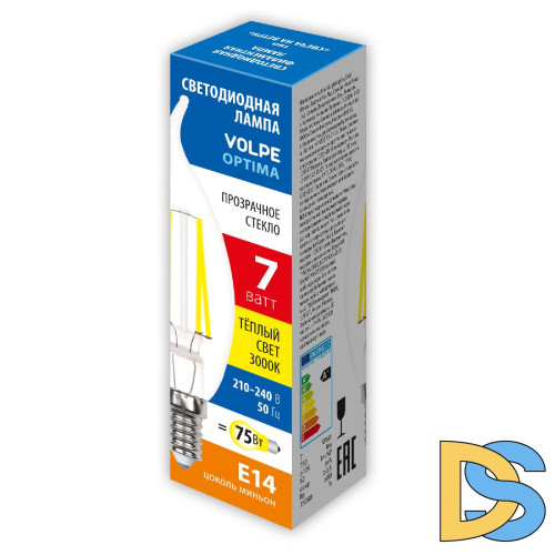 Лампа светодиодная Volpe Optima LED-CW35-7W/3000K/E14/CL/SLF UL-00008340