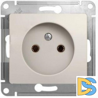 Розетка 1-ая электрическая без заземления, Молочный, серия Glossa, Schneider Electric