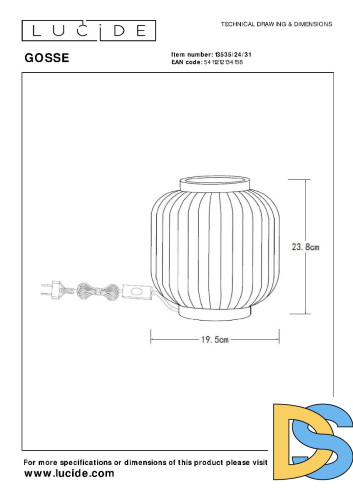 Настольная лампа Lucide Gosse 13535/24/31