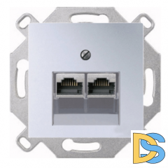 Розетка компьютерная двойная RJ45 6-й кат. экранированная Jung ECO Profi Алюминий