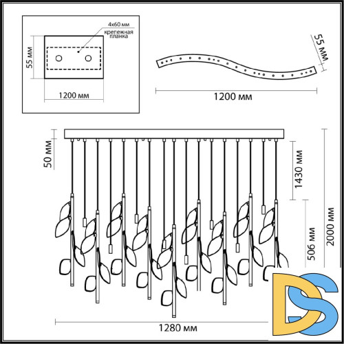Подвесная люстра Odeon Light L-vision Listva 5445/17