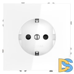 Розетка встраиваемая VOLTUM S70 с заземлением и защитными шторками, 16А, (белый глянцевый)