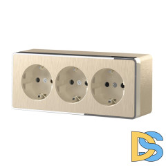 Розетка тройная с/з со шторками Werkel Gallant шампань рифленый W5073110 4690389163883